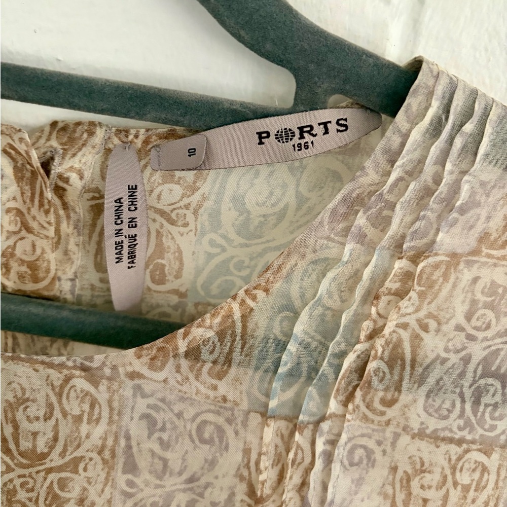 Vintage PORTS 1961 100% Silk Neutral Sheer Blouse w/ Metallics, SZ 8-10 EUC - Picture 5 of 9